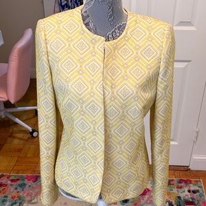 Tahari Yellow Patterned Women's Blazer